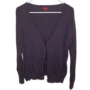 Merona Plum Purple Beaded Cardigan Sweater XL V-Neck Button Front